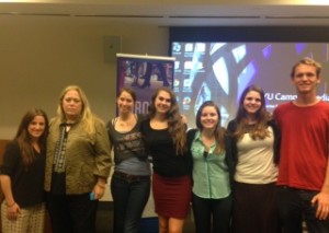 Students from the New York University Against Child Trafficking Club with ArtWorks advisory board member and author Barbara Amaya.